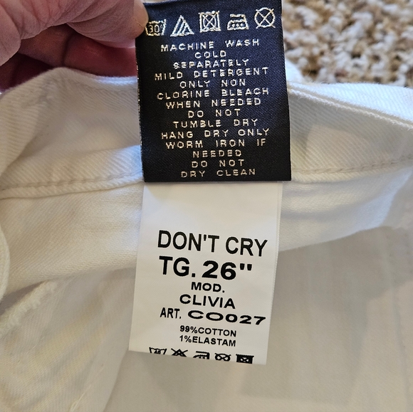 Don't Cry Milan Italian White Art Jeans TG 26 Mod Clivia Low Rise Size 26 Skinny - Picture 7 of 11